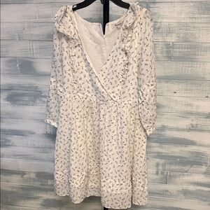 Madewell Floral Ruffle Mini Dress Size 6 V-Neck Cottagecore 3/4 Sleeve